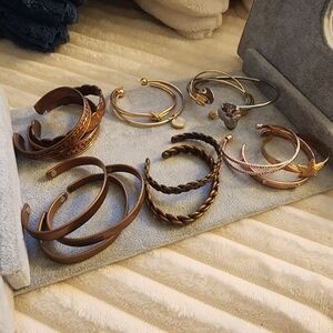 16 Cuff Bracelet Lot Vintage to Now Copper Costume Sarah Coventry Mary Kay Stack